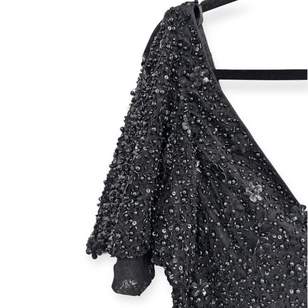 Mac Duggal Black Sequin Midi Dress - Picture 7 of 15